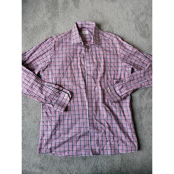 Eton Other - ETON Mens Shirt 17.5 - 44 White Purple  Striped Long Sleeve Contemporary